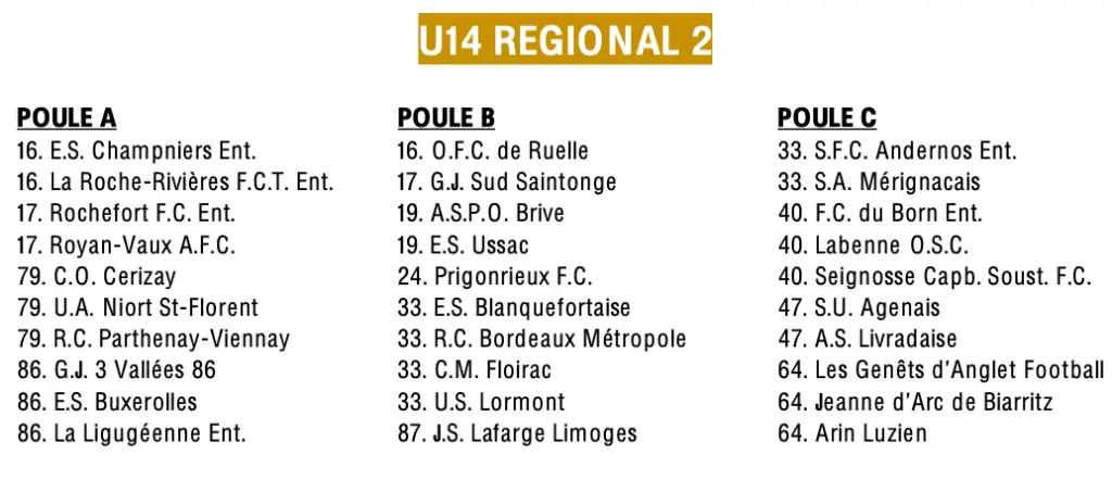 Ligue Les Poules Des Championnats De Jeunes 21 Sont Connues Foot Gironde